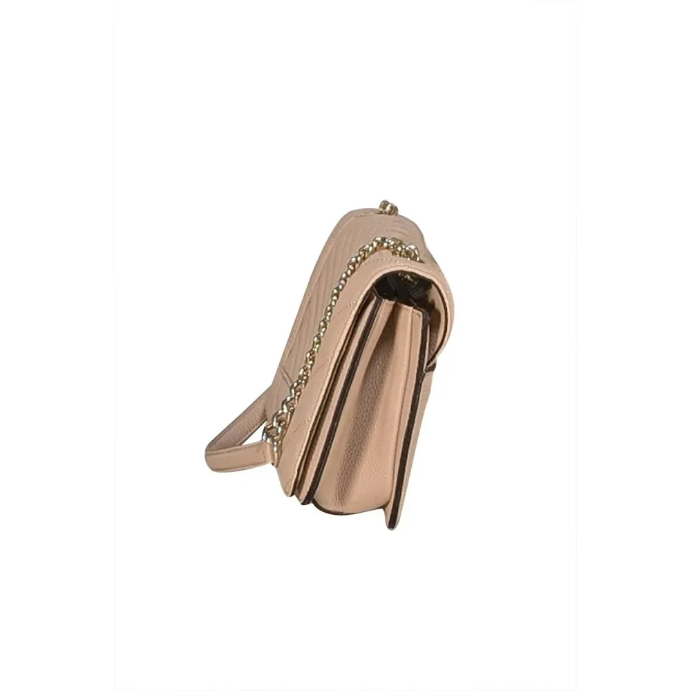 Karl Lagerfeld - Beige Chevron Quilted Leather Shoulder Bag